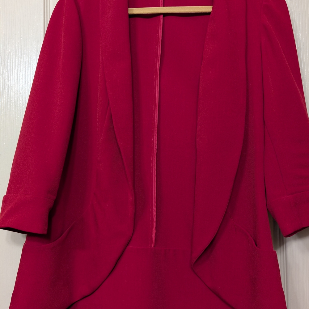 Chico's Red Blazer with Waterfall Lapel